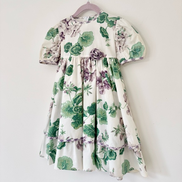 Vintage Floral Dress in Cream with Purple & Green Floral Pattern, Size 4 - Picture 11 of 15